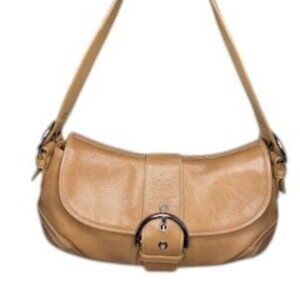 COACH Tan Leather Buckle Flap Shoulder Bag – Style K050-9248
